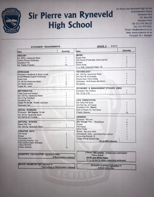 to Sir Pierre Van Ryneveld High School Sir Pierre Van